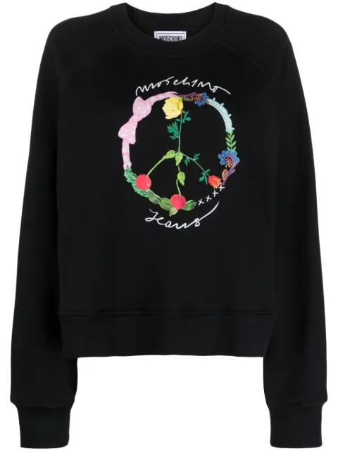 MOSCHINO JEANS peace sign-print cotton sweatshirt Black A17203756
