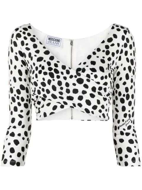 MOSCHINO JEANS dalmatian-print cropped top White A12013774
