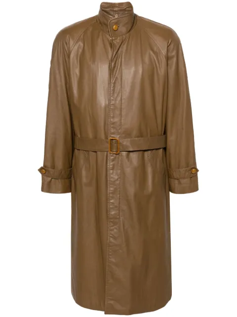 Valentino Garavani Pre-Owned 1980s stand-up collar belted leather coat Brown VAL1200MO