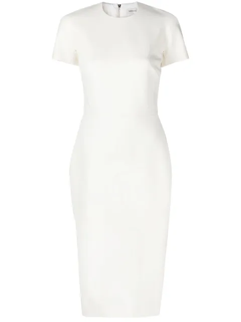 Victoria Beckham twill midi dress Neutrals 1124WDR005232A