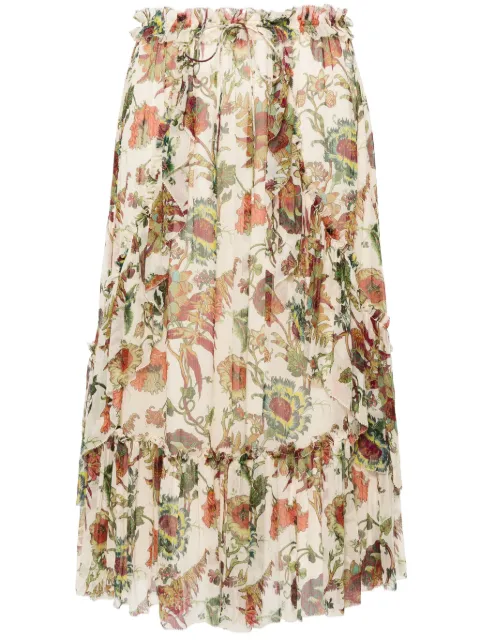 Ulla Johnson Freesia tiered silk skirt Neutrals PS240318