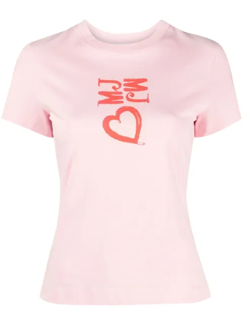 MOSCHINO JEANS heart-print cotton T-shirt Pink J07093762