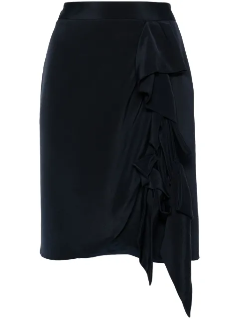Fendi Pre-Owned 2000s ruffled silk skirt Black HOLAFEN101