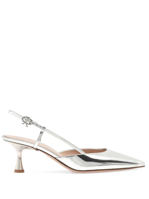 Gianvito Rossi Ascent 55mm leather pumps Silver G9533255LACMET