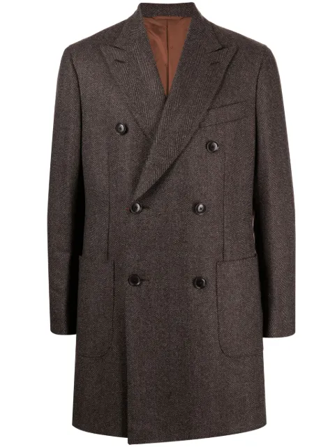 Luciano Barbera houndstooth-pattern wool coat Brown 10621108602