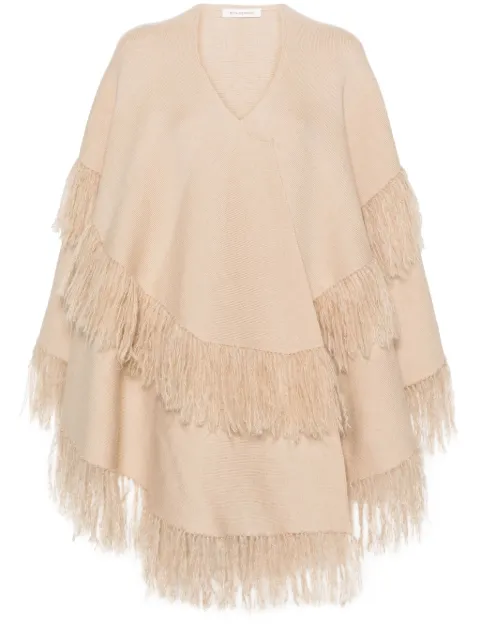 By Malene Birger fringed wool-blend cape Neutrals Q72091002