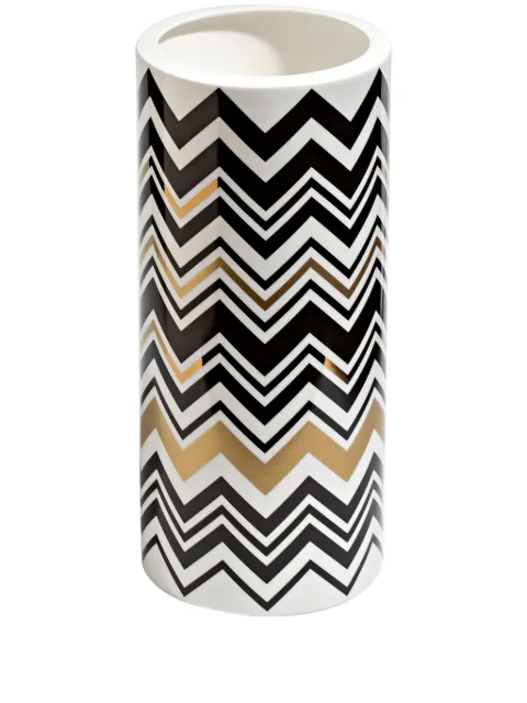 Missoni Home zigzag-print porcelain vase (36cm x 16cm) Black MHPZZG70S1