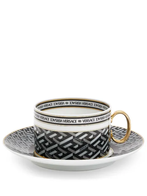 Versace x Rosenthal La Greca Signature tea cup and saucer Black 1933540376514640