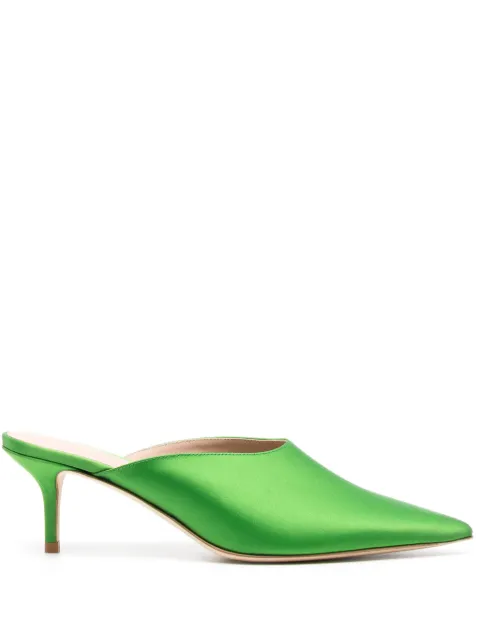 Scarosso Laura 60mm satin mules Green LAURAMULEGRESATI