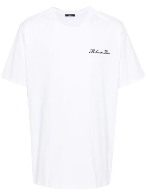 Balmain logo-embroidered cotton T-shirt White DH1EG010BC68