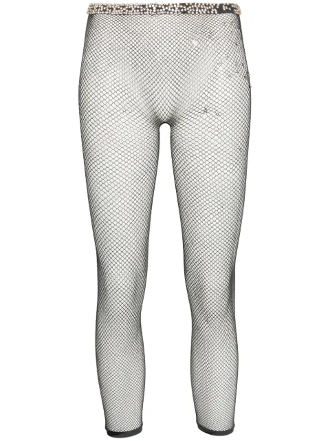 Maison Margiela rhinestone-embellished mesh leggings Black S51TL0058M20001