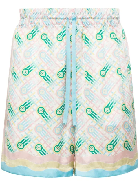 Casablanca Ping Pong silk shorts Blue MPS24TR012