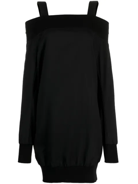 Yohji Yamamoto long-sleeved wool dress Black FYD51101