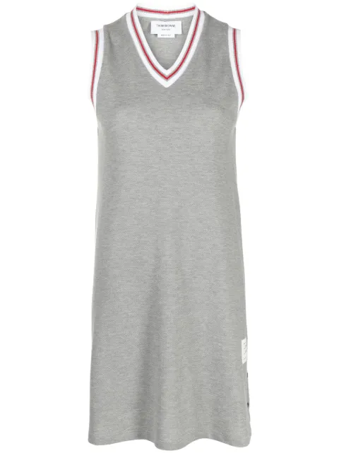 Thom Browne stripe-trim cotton minidress Grey FJD108A00050
