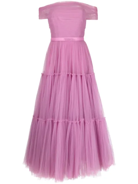 Ana Radu off-shoulder fluted maxi dress Purple 34638