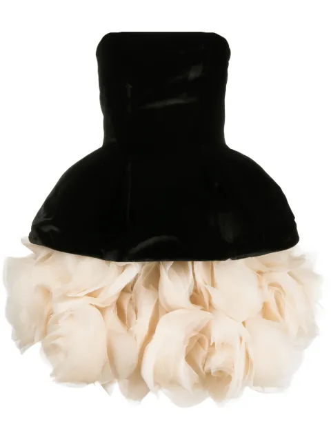 Ana Radu petal-layered velvet mini dress Black 39755