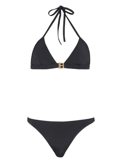 Balmain logo-print triangle bikini set Black BKB851760
