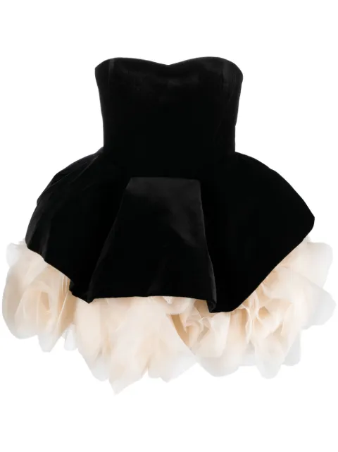 Ana Radu petal-layer velvet mini dress Black 39758