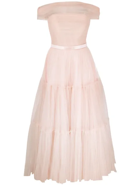 Ana Radu off-shoulder fluted maxi dress Pink 34638