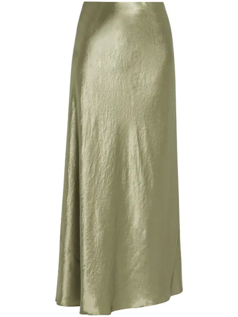 Vince crinkled-finish satin maxi skirt Green V010430916