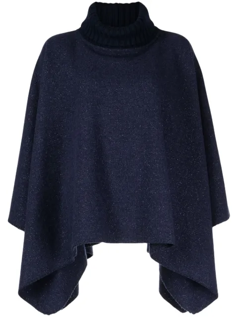 Cinzia Rocca roll-neck lurex-detail cape Blue Z3490M063E4