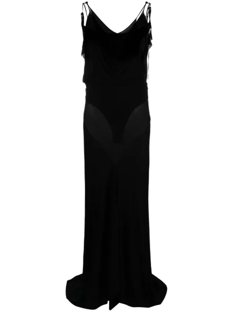 The Attico draped semi-sheer maxi dress Black 246WCW106J042