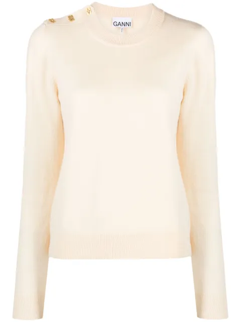 GANNI Mix merino-cashmere jumper Neutrals K2130