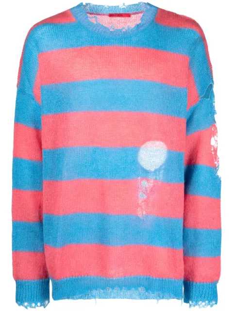 MEMBERS OF THE RAGE distressed striped jumper Blue MTFW23SW05394836