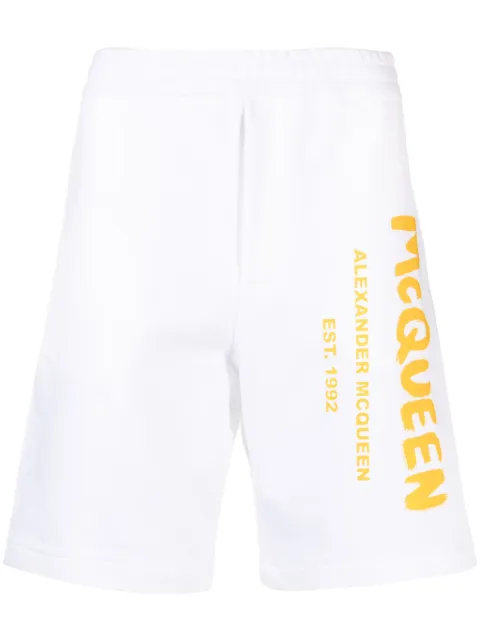 Alexander McQueen logo-print cotton shorts White 688717QTAAB