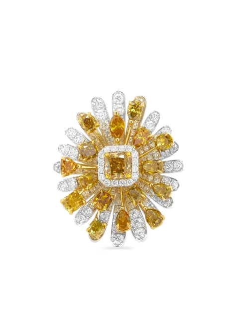 HYT Jewelry 18kt white gold diamond cocktail ring Yellow R1065HR