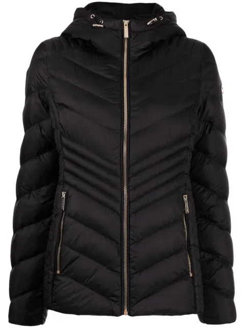 Michael Michael Kors chevron-quilted hooded jacket Black M824350QKA