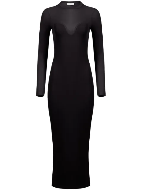 Nina Ricci textured semi-sheer midi dress Black 24PMRO003ML0548U9000