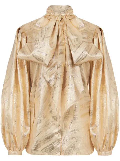 Nina Ricci pussy-bow foiled blouse Gold 24PCTO011PL0452U0116