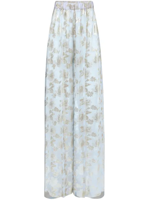 Nina Ricci floral-jacquard palazzo pants Blue 24PCPA017SE1390U4493