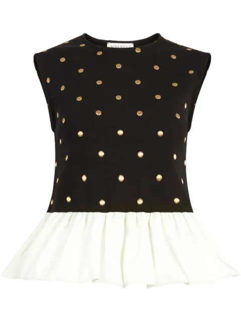 Nina Ricci polka dot peplum top Black 24PJTO023CO1054M9162
