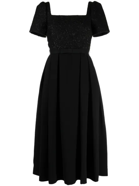 Self-Portrait bouclé-panel midi dress Black RS24167MB