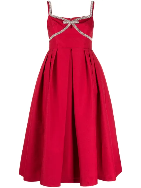 Self-Portrait diamanté-trim midi dress Red RS24030MR