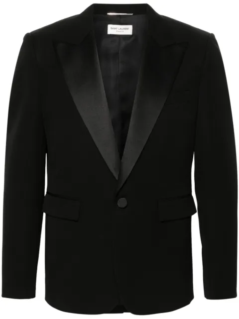 Saint Laurent tuxedo jacket in grain de poudre Black 780354Y512W