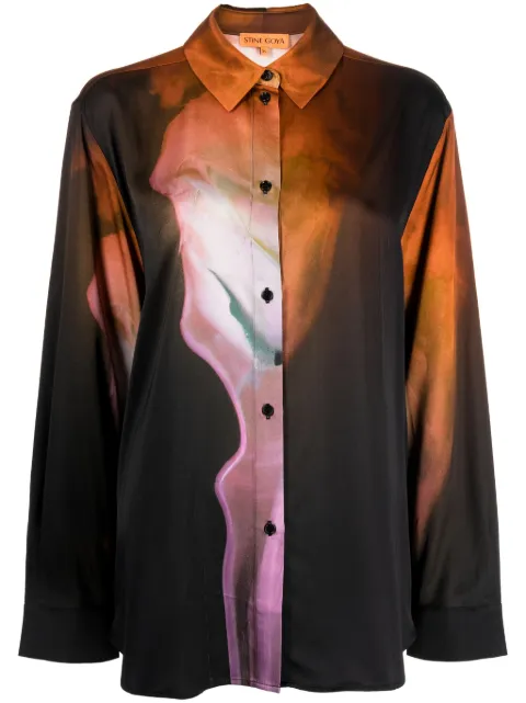 Stine Goya Sophia abstract-pattern print shirt Brown SG5789