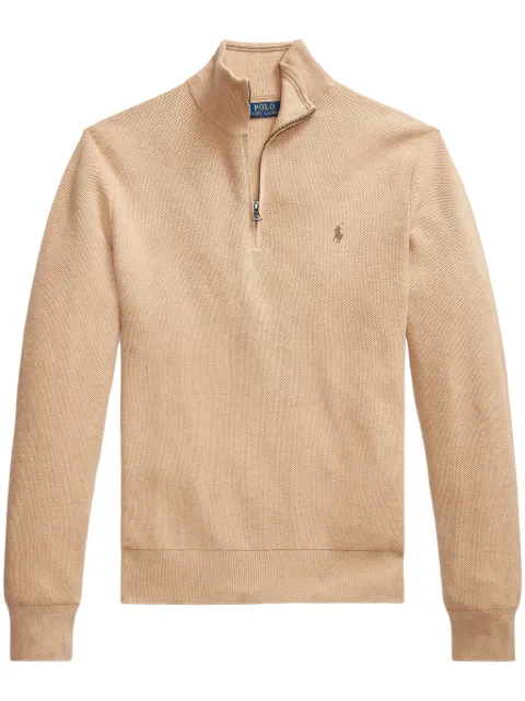 Polo Ralph Lauren quarter-zip embroidered-logo jumper Neutrals 710932304500