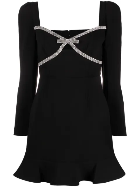 Self-Portrait bow-detail mini dress Black RS24030SB