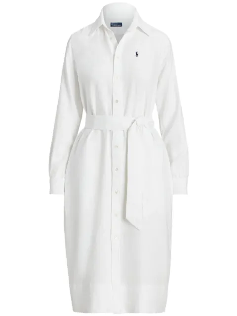 Polo Ralph Lauren logo-embroidered linen shirtdress White 211943992001