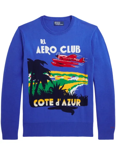 Polo Ralph Lauren intarsia-knit cotton jumper Blue 710A30453001
