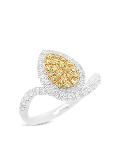 HYT Jewelry yellow and white diamond ring Gold R181HR