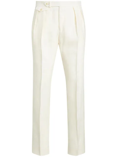 Polo Ralph Lauren pleat-detail linen trousers White 715866168005