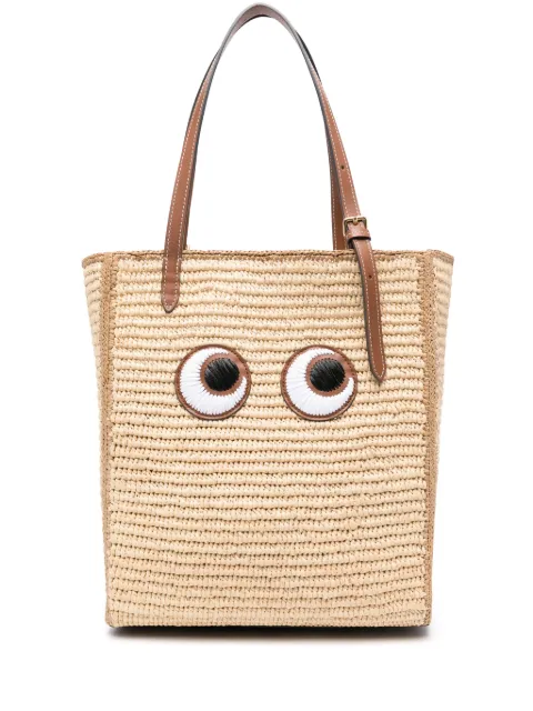Anya Hindmarch Eyes raffia tote bag Neutrals 189040