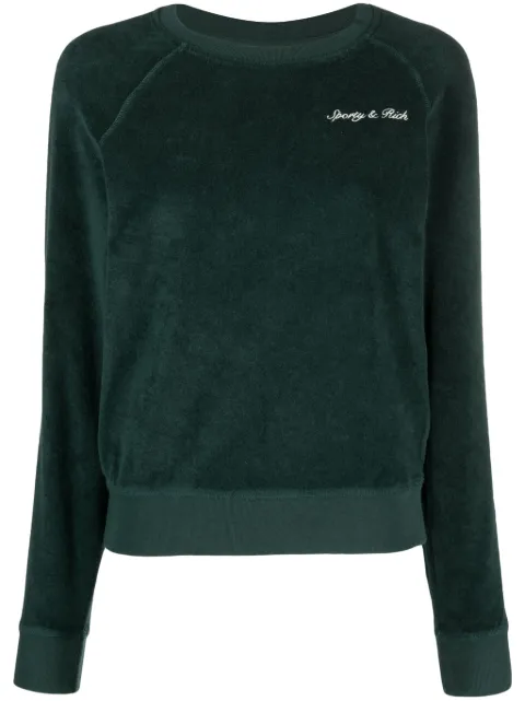 Sporty & Rich logo-embroidered cotton sweatshirt Green CRAW2378FO