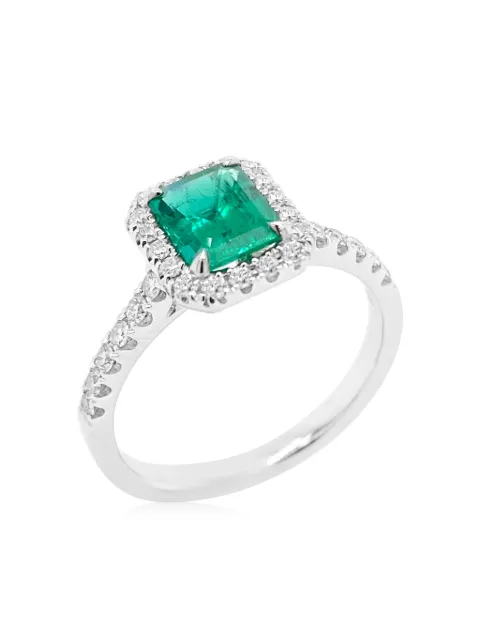 HYT Jewelry platinum diamond and Colombian emerald ring Silver R660HR