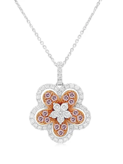 HYT Jewelry 18kt rose gold flower diamond necklace White P172HR