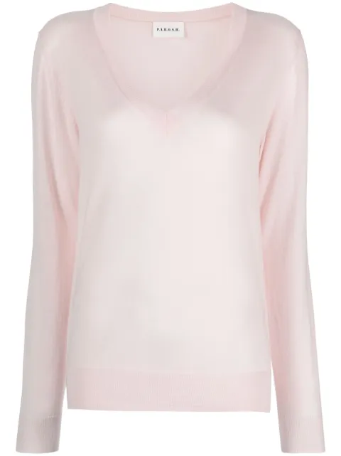 P.A.R.O.S.H. fine-knit V-neck top Pink LINFAD511652